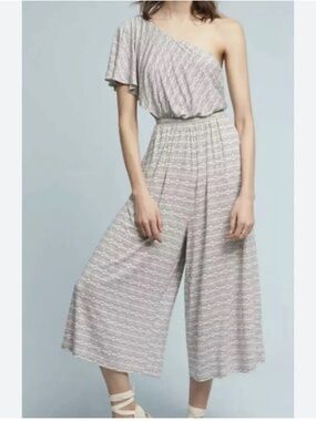 Anthro Maeve One-Shoulder Wide-Leg Jumpsuit